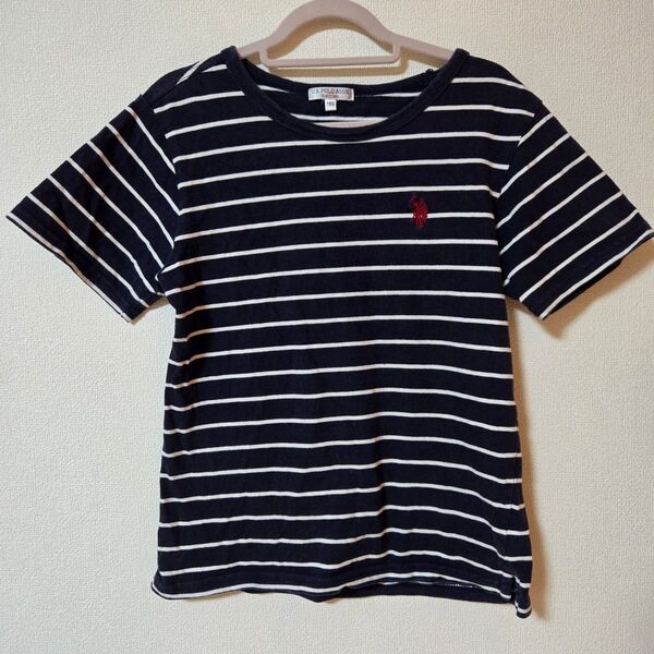U.S. POLO ASSN 160cm キッズ 半袖 ボーダー ネイビー 刺繍 レディース Tシャツ ユーエスポロアッスン ポロ