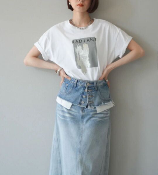 箔プリントビッグTシャツ オフ リュミエ lumier 同型 新品 モード