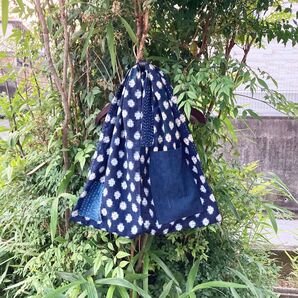 941 襤褸 手提げ ワンハンドル バッグ 藍染 藍染め 古布 リメイク パッチワーク 刺し子 ヴィンテージ 絣