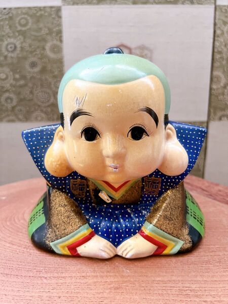 福助人形 陶器の貯金箱 福助貯金箱 昭和レトロ 縁起物 骨董品 インテリア