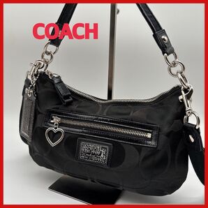 COACH ショルダーバッグ ハートチャーム ブラック