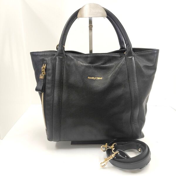 美品 クロエ 2way ショルダーバッグ トートバッグ 本革 黒 Chole