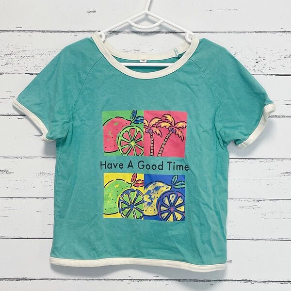 【110㎝】半袖Tシャツ レトロ ポップ フロントプリント キッズ 子供服 男の子 女の子