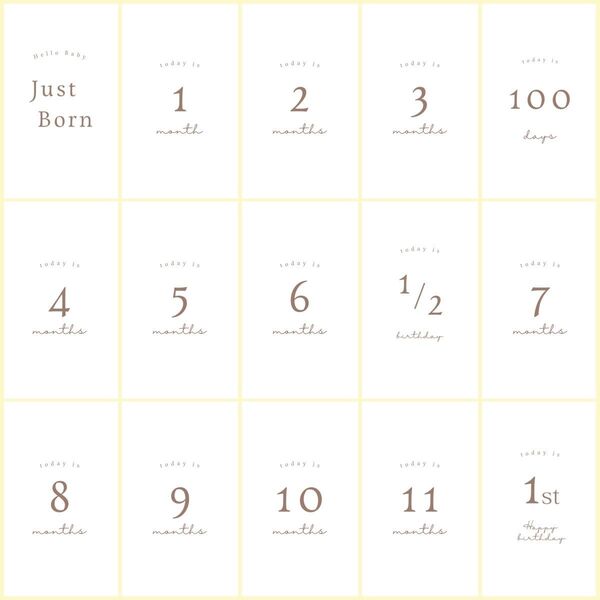マンスリーカード 月齢カード 手形足形 命名書 モノクロ シンプル 誕生日