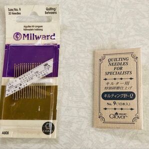 # ミルワード キルト針9号17/20本・クロバー キルト針9号 10本未開封