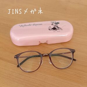 美品)JINSメガネ スリムエアフレーム ビッグシェイプ メガネ ボストンメガネ