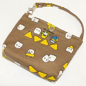メジェド神 エジプト神柄 バッグポーチ ブラウン ハンドメイド