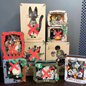 【完成品】ディズニー、ポケモン ペーパーシアター ペーパークラフト ウッドクラフト 3個セット まとめ売り バラ売り可能