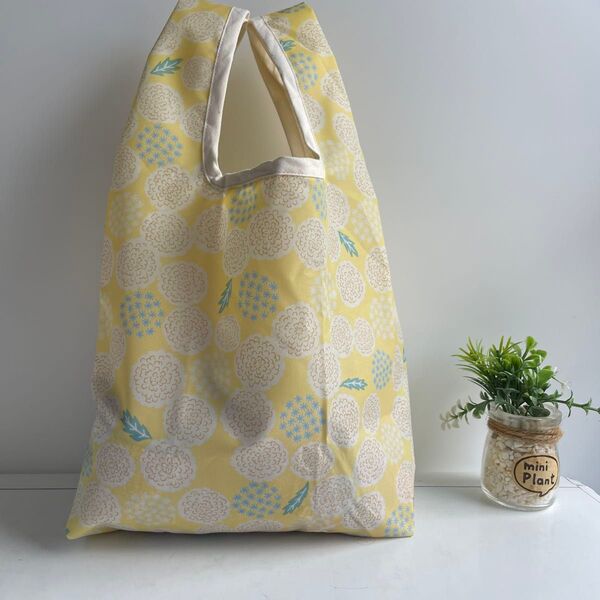 エコバッグ ハンドメイド ナイロン コンビニ コンパクト 黄色花柄