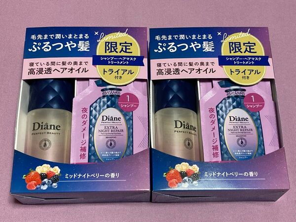 ダイアンパーフェクトビューティー ナイトリペアヘアオイル &トライアルセット【2箱セット】シャンプー/ヘアマスク/トリートメント付