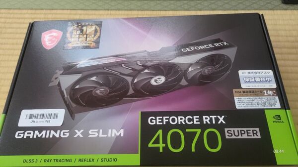 中古MSI GeForce RTX 4070 SUPER 12G GAMINGXSLIM/A PCIe4.0 2スロット・3ファン