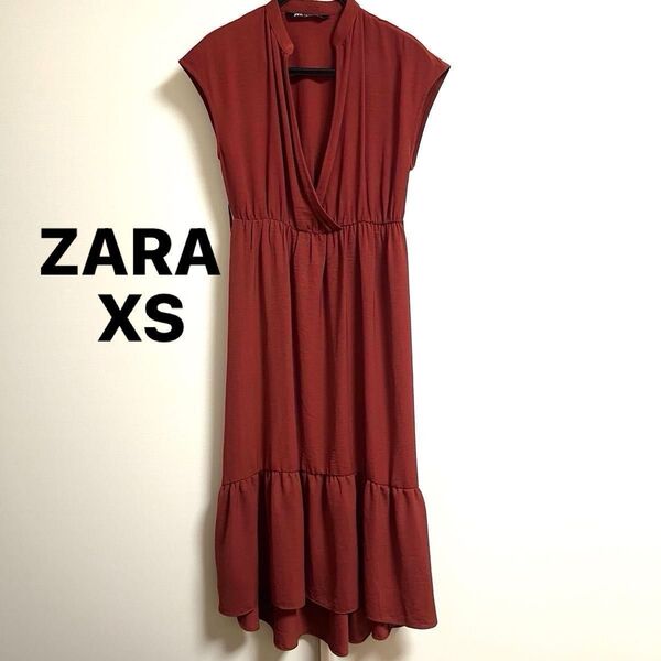 ZARA ノースリーブワンピース バーガンディXS