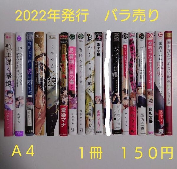 BLコミック バラ売り【A4】 1冊150円 (送料+手数料は別途) 2022年発行