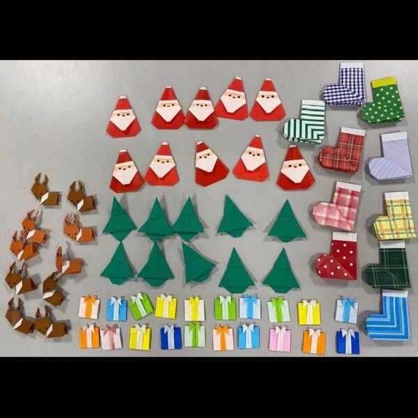 ハンドメイド 壁面飾り 折り紙 クリスマス サンタクロース 制作パーツ 折り紙