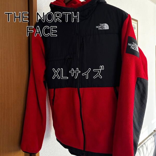 【THE NORTH FACE】スクエアロゴバイカラーフリースパーカー 赤黒 ノースフェイス デナリジャケット