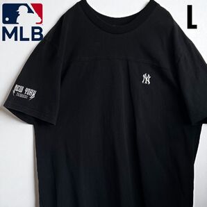 希少 海外限定 MLB ニューヨークヤンキース 刺繍ロゴ メッシュ Tシャツ ブラック 半袖