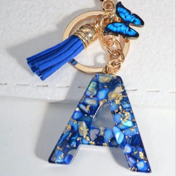 イニシャルチャーム レジン キーホルダー バッグチャーム アルファベット A
