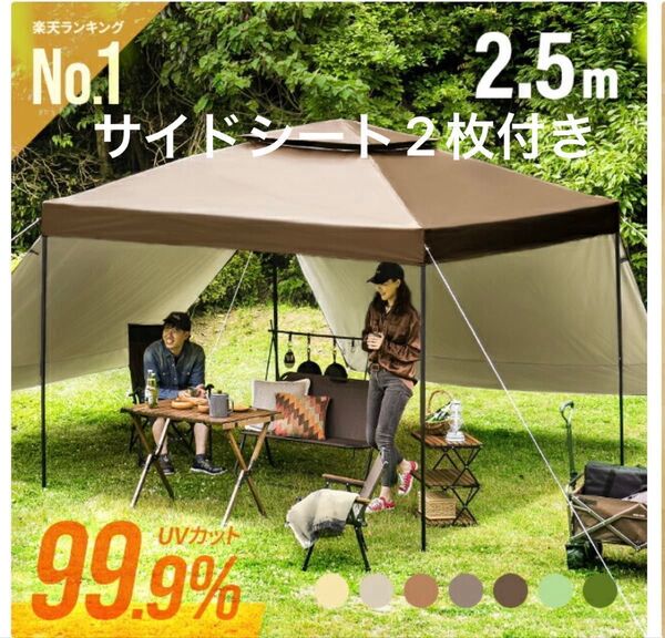 【最終値下げ】タープテント 2.5m サイドシート2枚付き