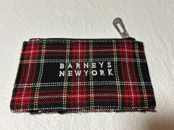BARNEYS NEWYORK バレンタインポーチ used 赤系チェック柄 コインケース カードケース