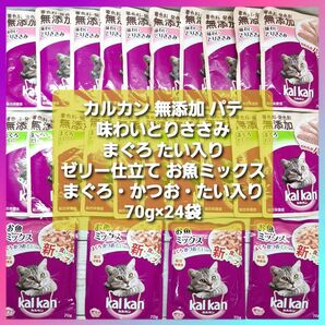 カルカン パウチ やわらかパテ 味わいとりささみ まぐろ たい入り お魚ミックス まぐろ・かつお・たい入り 70g×24袋