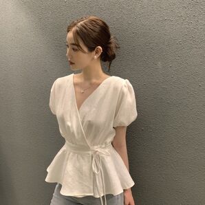半袖シャツ レディース Vネック ブラウス 夏服 ホワイトトップス おしゃれ カットソー プルオーバー 後ろリボン付XLサイズ