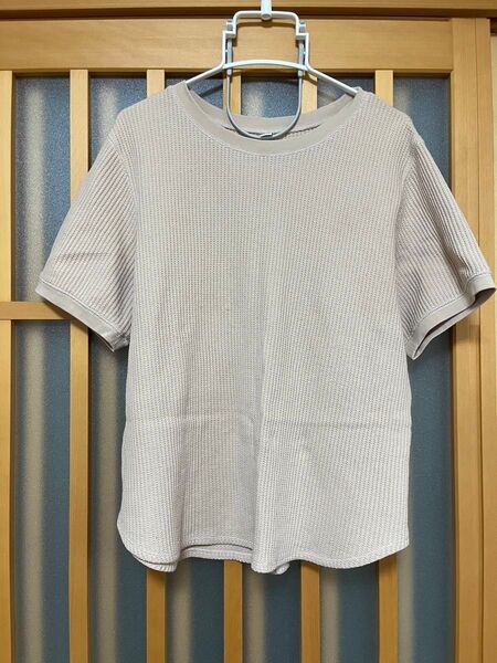 UNIQLO ワッフル地 半袖Tシャツ 五分袖 Lサイズ ピンク系