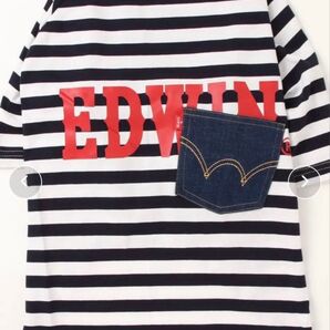 【ネイビー】【試着品半額SALE】EDWIN/デニムポケットボーダーTシャツ 大型犬Sサイズ