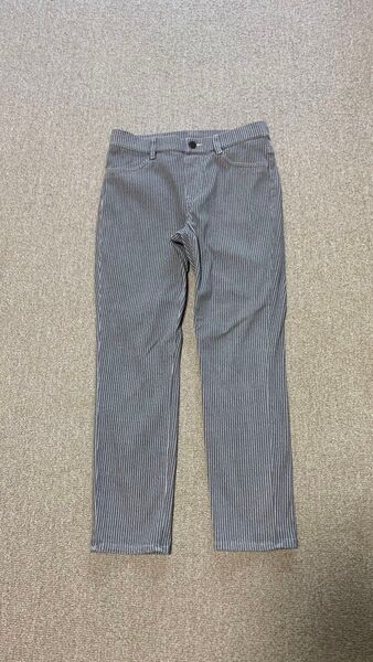 UNIQLO ウルトラストレッチプリントクロップドレギンスパンツ ストライプ dark gray Mサイズ