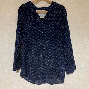 No.191 ライトオン ドット柄シャツ ネイビー Lサイズ