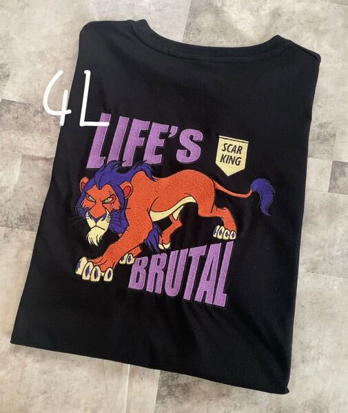 ディズニー ヴィランズ ライオンキング スカー 刺繍 半袖 tシャツ レディース 4L