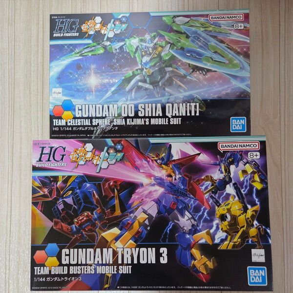 HGBF 1/144 ガンダムトライオン3 + ガンダムダブルオーシアクアンタ HG 未組立 ガンプラ バンダイ