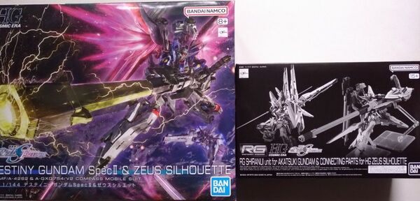 HG デスティニーガンダムSpecII&ゼウスシルエット+アカツキガンダム用シラヌイパック&ゼウスシルエット用接続パーツ