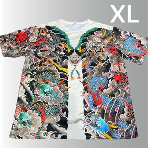 新品 般若 龍 鬼 和彫 刺青 入れ墨 浮世絵 和柄Tシャツ 個性派 XL