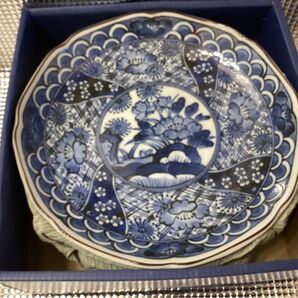 m(__)m『未使用品』雅 みやび 中深皿5枚セット 皿 陶器 染付 青花 和食器