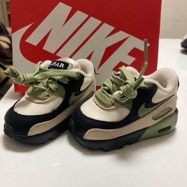 NIKE AIRMAX90 ベビーシューズ 12cm ベージュ グリーン