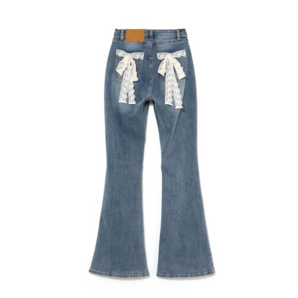 【即日発送】Lacey ribbon denim アンドマリー andmary デニム フレアパンツ