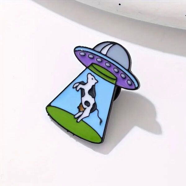 【UFOと牛】 ピンバッジ ピンバッチ ピンズ ブローチ