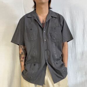 キューバシャツ 半袖シャツ 開襟シャツ トップス 刺繍 古着