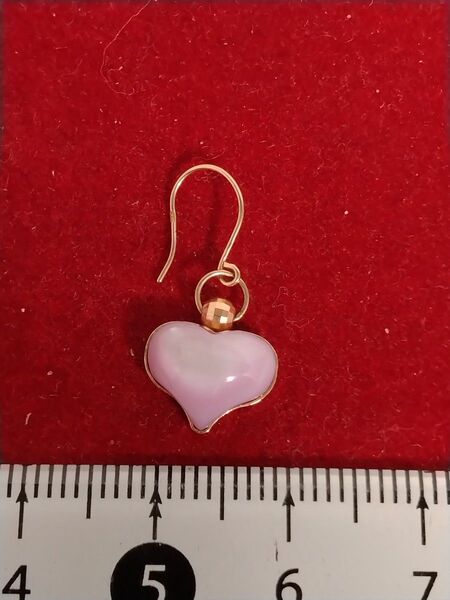 no117 ピンク ハート ピアス K10刻印あり