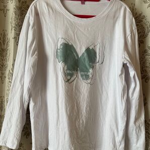 韓国 白 長袖 Tシャツ カットソー トップス