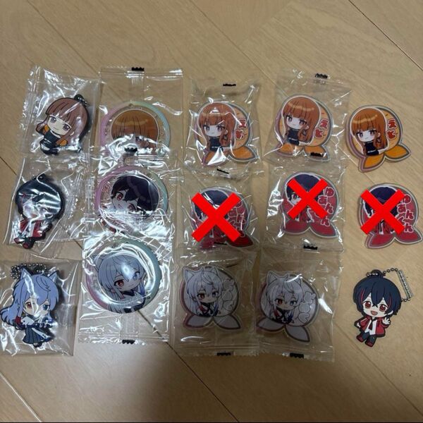 カラフルピーチ アクリルクリップ ラバーマスコット えと ゆあん どぬく