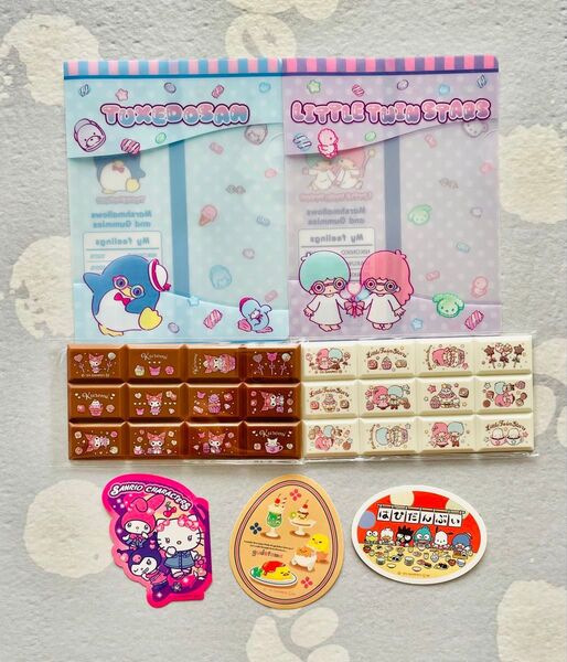 【まとめ売り】サンリオ チョコレート風ブロックシール ミニクリアファイル シール クロミ キキララ タキシードサム ぐでたま