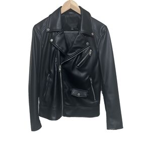 H&M エコレザー フェイクレザー ダブル ライダースジャケット メンズSサイズ BLACK 黒 ジップアップ