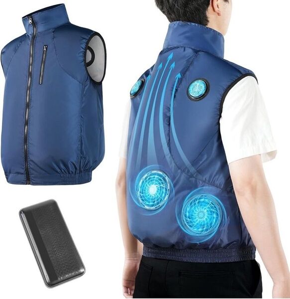 ペルチェ ベスト 空調服 LLサイズ ネイビー 空調ベスト 汚れあり 動作ok ファン バッテリー ファンバッテリーセット 作業服