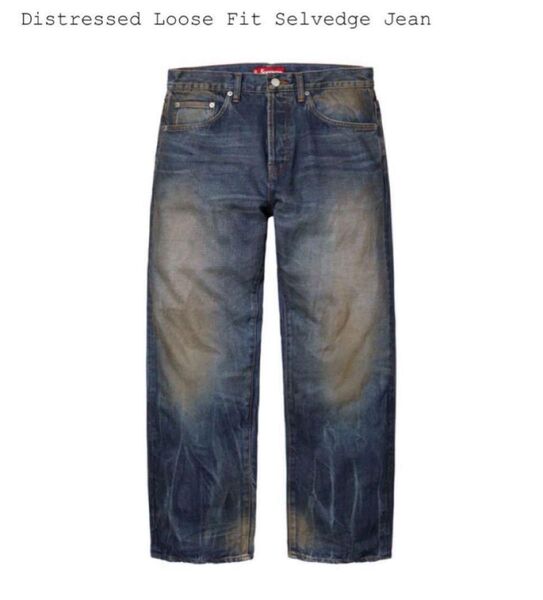 Supreme Distressed Loose Fit Selvedge Jean "Washed Indigo" 34