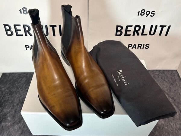 定価37.1万円 付属品完備 Berluti サイドゴアブーツ チェルシーカプリ 9.5