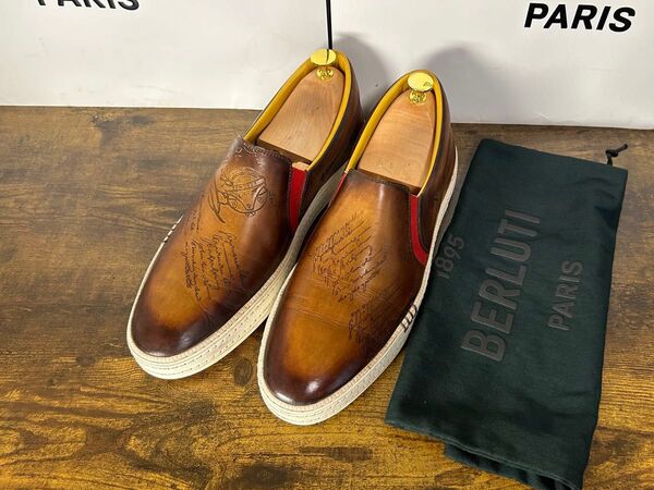 極美品 Berluti プレイタイム スクリット スリッポン スニーカー 9.5