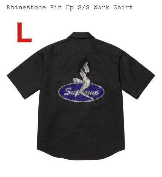 Supreme Rhinestone Pin Up S/S Work Shirt BLACK Lサイズ