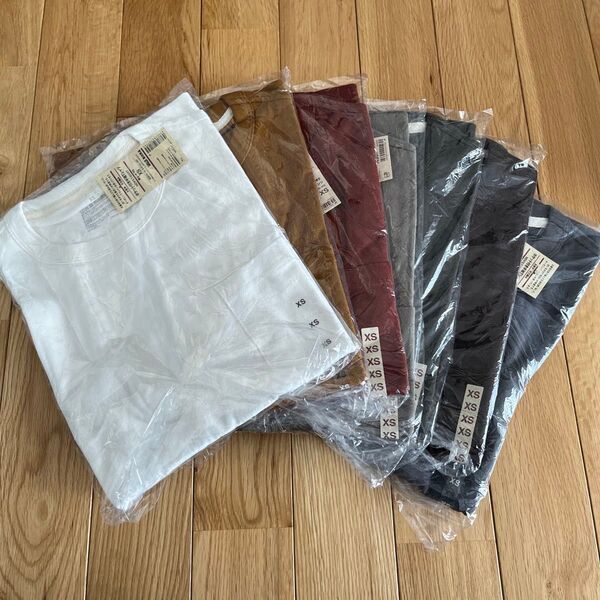 無印良品 ポケット付き半袖Tシャツ 7枚セット タグ付き未使用未開封 太番手 天竺編み オーガニックコットン XS