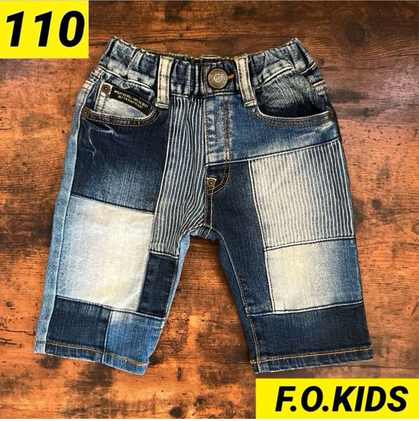 110㎝ デニム F.O.KIDS エフオーキッズ リメイク風 ハーフパンツ ズボン ハーフパンツ 子ども服 水着 プール
